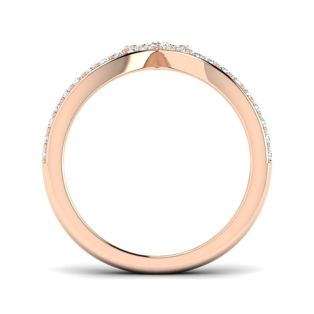Natural Pear & Round Cut Diamond Halo Engagement Ring
