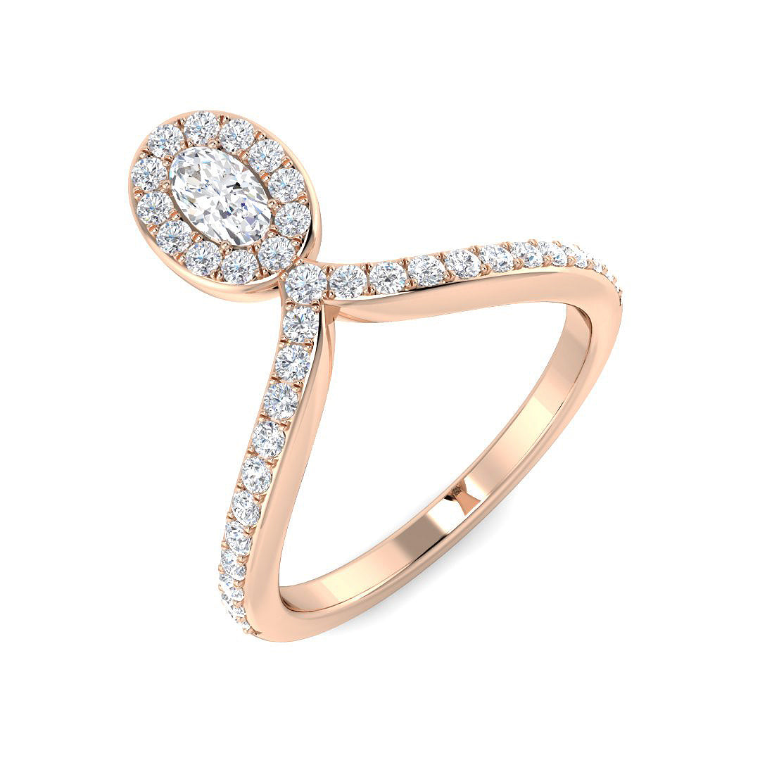 Natural Pear & Round Cut Diamond Halo Engagement Ring