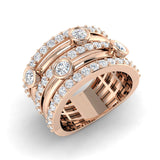 Ring mit im Labor gezüchteten Diamanten in Blasenform und gefassten Reihen – Statement-Ring mit britischem Punzierungszeichen