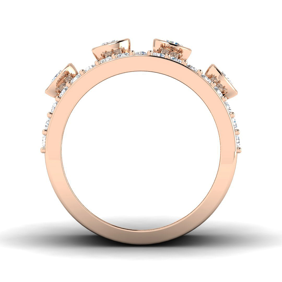 Ring mit im Labor gezüchteten Diamanten in Blasenform und gefassten Reihen – Statement-Ring mit britischem Punzierungszeichen