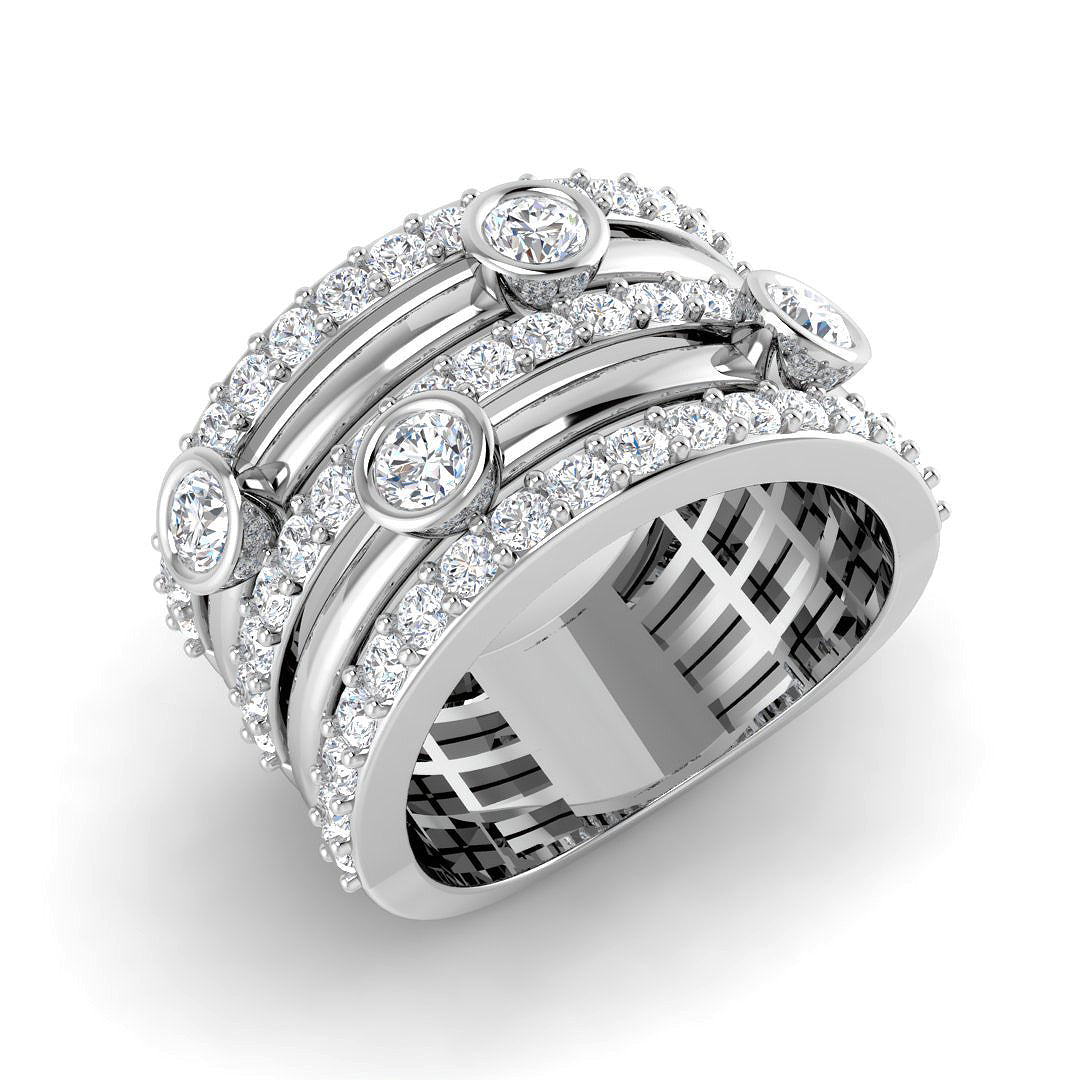 Ring mit im Labor gezüchteten Diamanten in Blasenform und gefassten Reihen – Statement-Ring mit britischem Punzierungszeichen