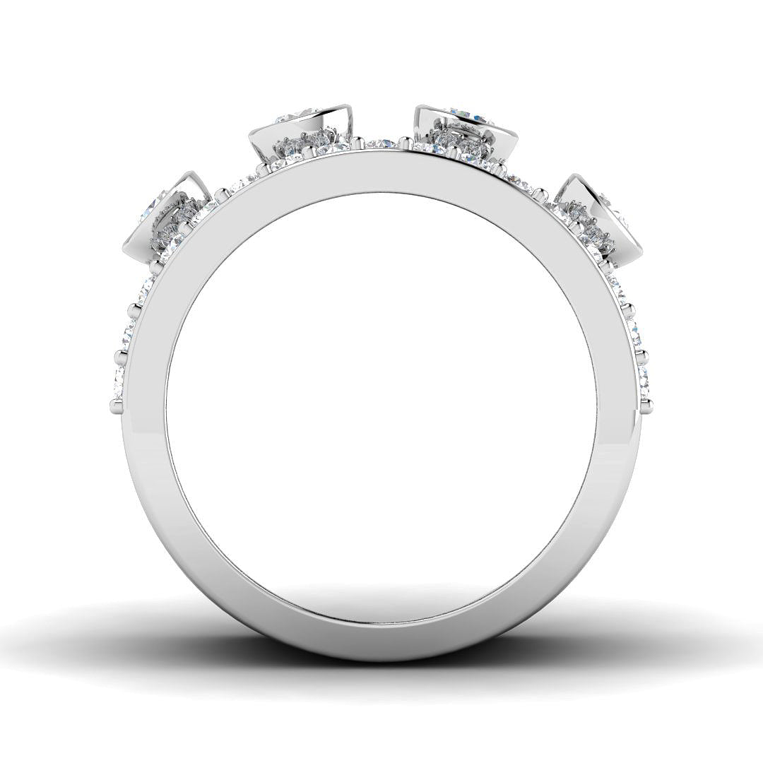 Ring mit im Labor gezüchteten Diamanten in Blasenform und gefassten Reihen – Statement-Ring mit britischem Punzierungszeichen