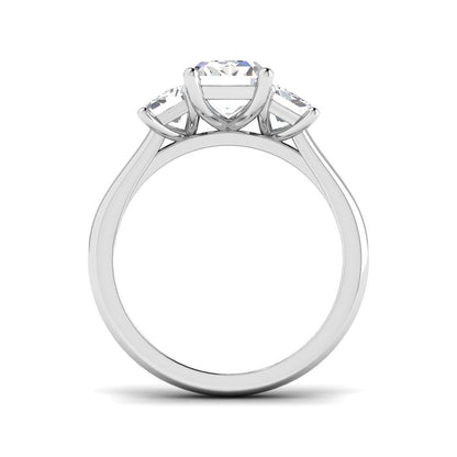 3.00-3.15ct Lab Grown D/VVS Emerald Cut Diamond 3 Stone Ring