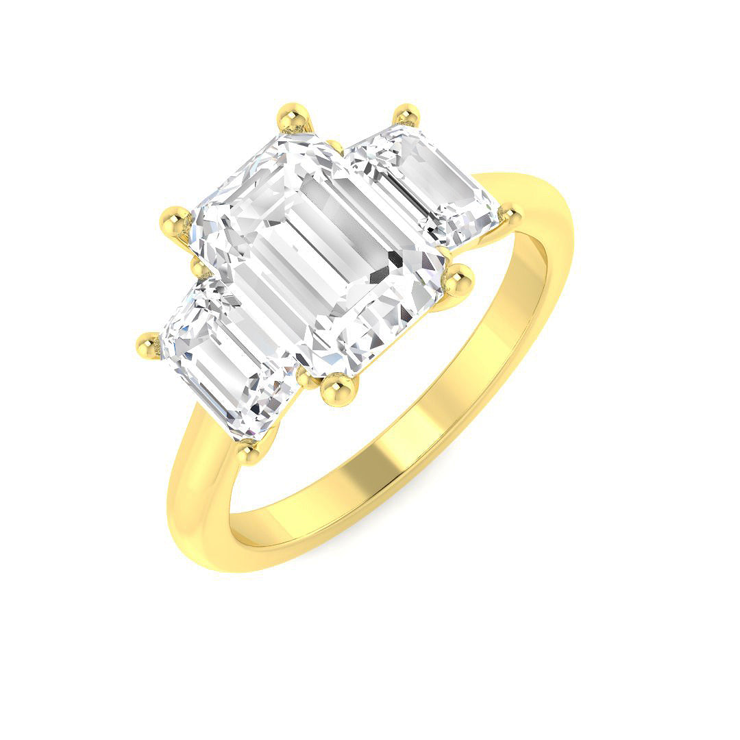 3.00-3.15ct Lab Grown D/VVS Emerald Cut Diamond 3 Stone Ring
