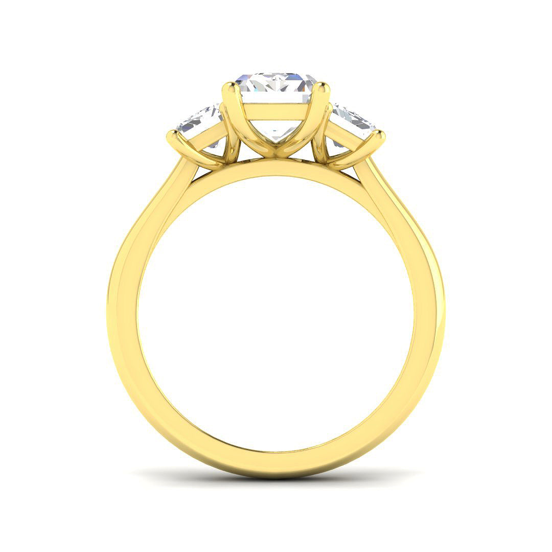 3.00-3.15ct Lab Grown D/VVS Emerald Cut Diamond 3 Stone Ring