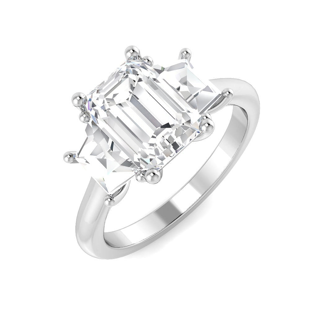 3-Stone Ring Lab Grown Diamond 2.50ct Emerald Cut D/VVS
