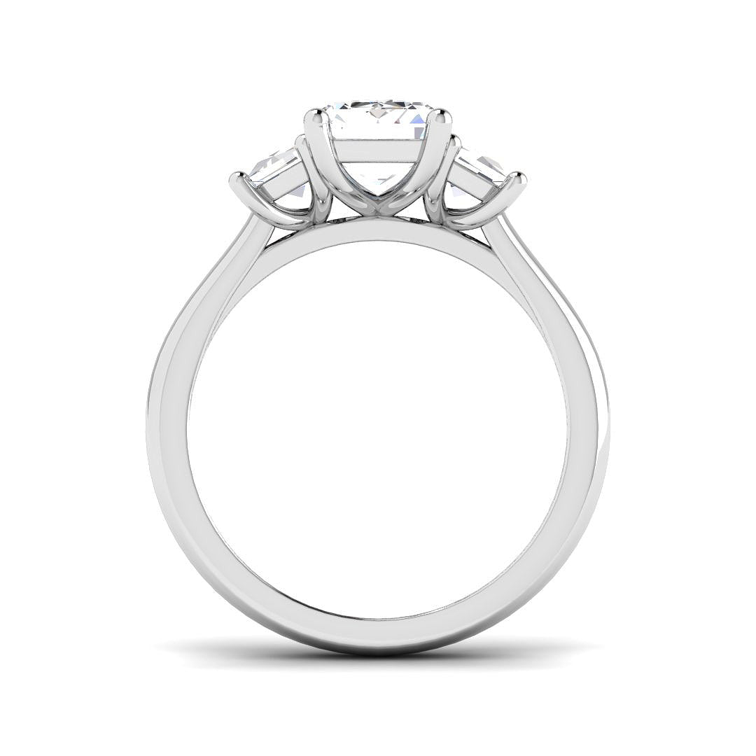 3-Stone Ring Lab Grown Diamond 2.91ct Emerald Cut D/VVS