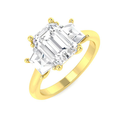 3-Stone Ring Lab Grown Diamond 2.91ct Emerald Cut D/VVS