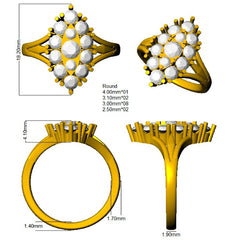 1.40Carat D-E/VS Lab Grown Diamond Fancy Wedding Ring 9k Two Tone Ready To Ship