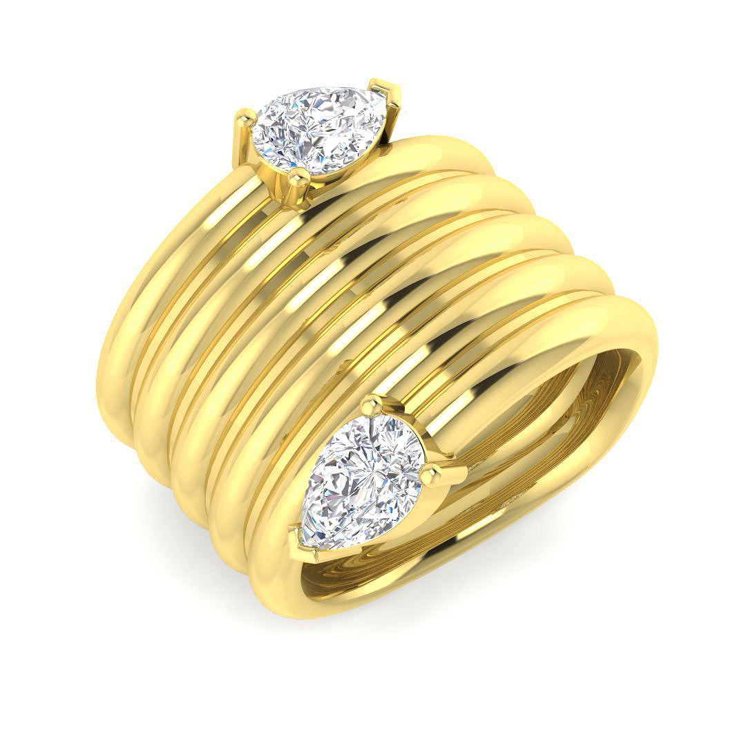 1.00Carat D-E/VS Lab Grown Diamond Fancy Wedding Ring 9k Yellow Gold Ready To Ship