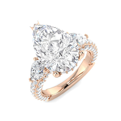 3-Stone Lab Grown Diamond 7.20ct Pear Cut D/VVS Ring