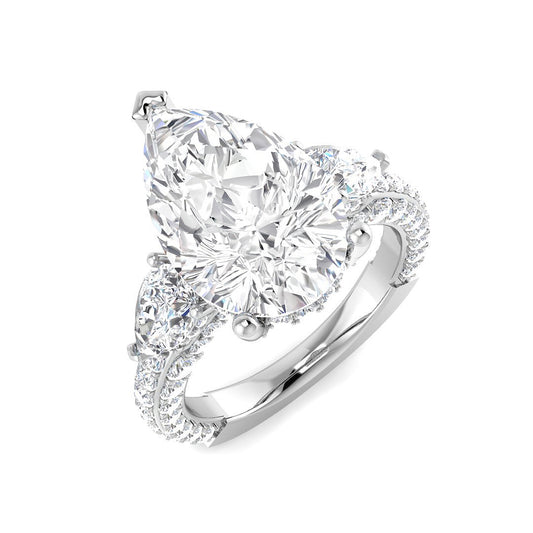 3-Stone Lab Grown Diamond 7.20ct Pear Cut D/VVS Ring
