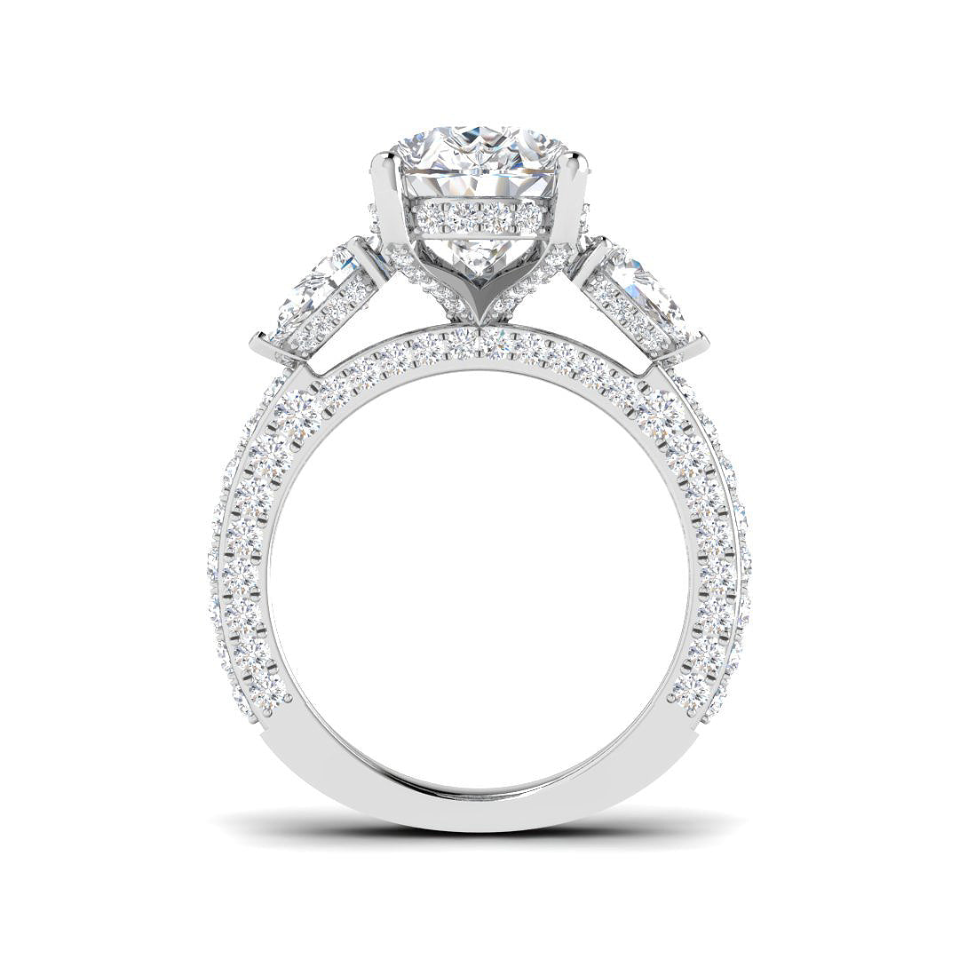 3-Stone Lab Grown Diamond 7.20ct Pear Cut D/VVS Ring