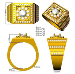 2.30Carat D-E/VS Lab Grown Diamond Signet Engagement Ring 9k Yellow Gold Ready To Ship