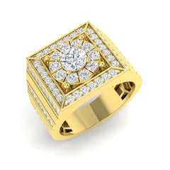 2.30Carat D-E/VS Lab Grown Diamond Signet Engagement Ring 9k Yellow Gold Ready To Ship