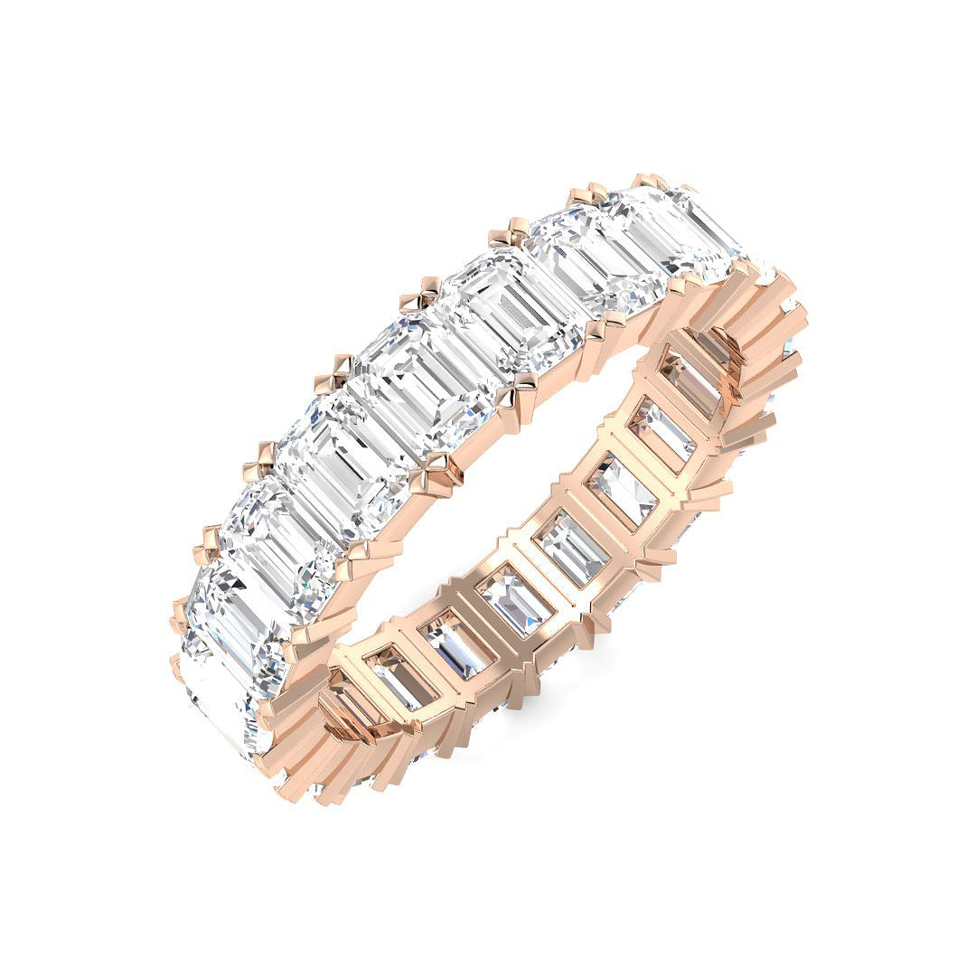 Emerald Cut Diamond Full Eternity Ring | Lab & Natural | Prong Set