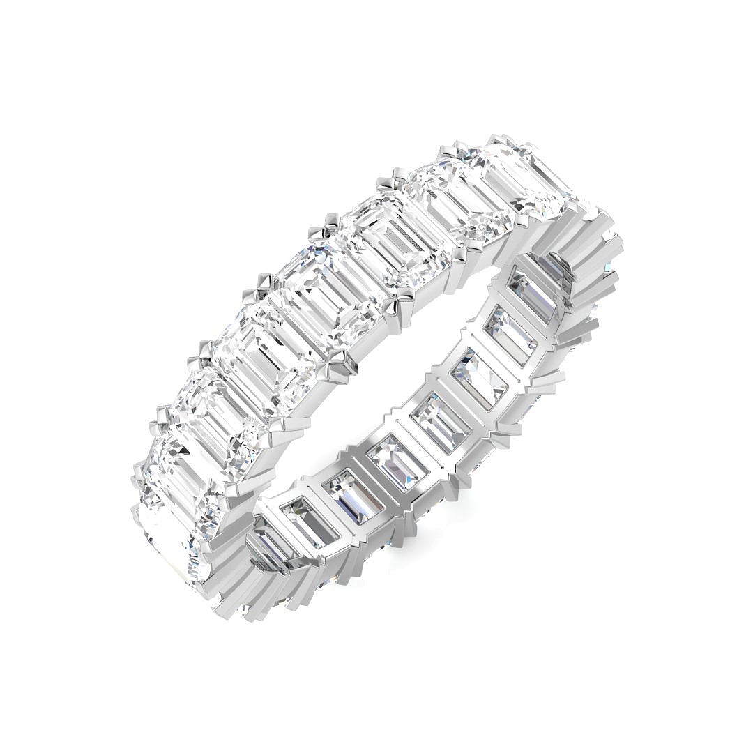 Emerald Cut Diamond Full Eternity Ring | Lab & Natural | Prong Set