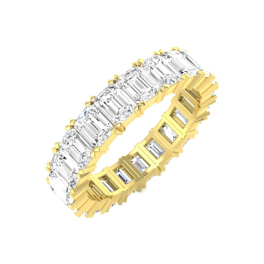 Emerald Cut Diamond Full Eternity Ring | Lab & Natural | Prong Set