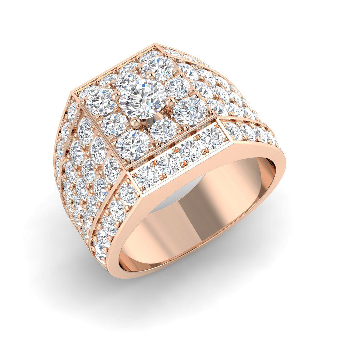 Luxury 4.50ct Diamond Signet Ring in UK Hallmarked Gold & Platinum
