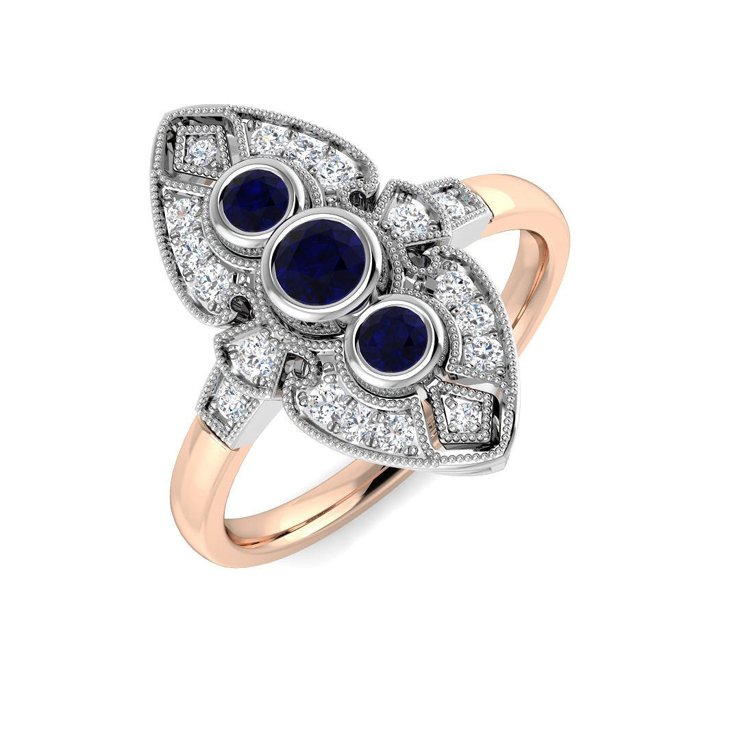 Diamond Besfakt Blue Sapphire Ring | 0.2ct - 0.5ct