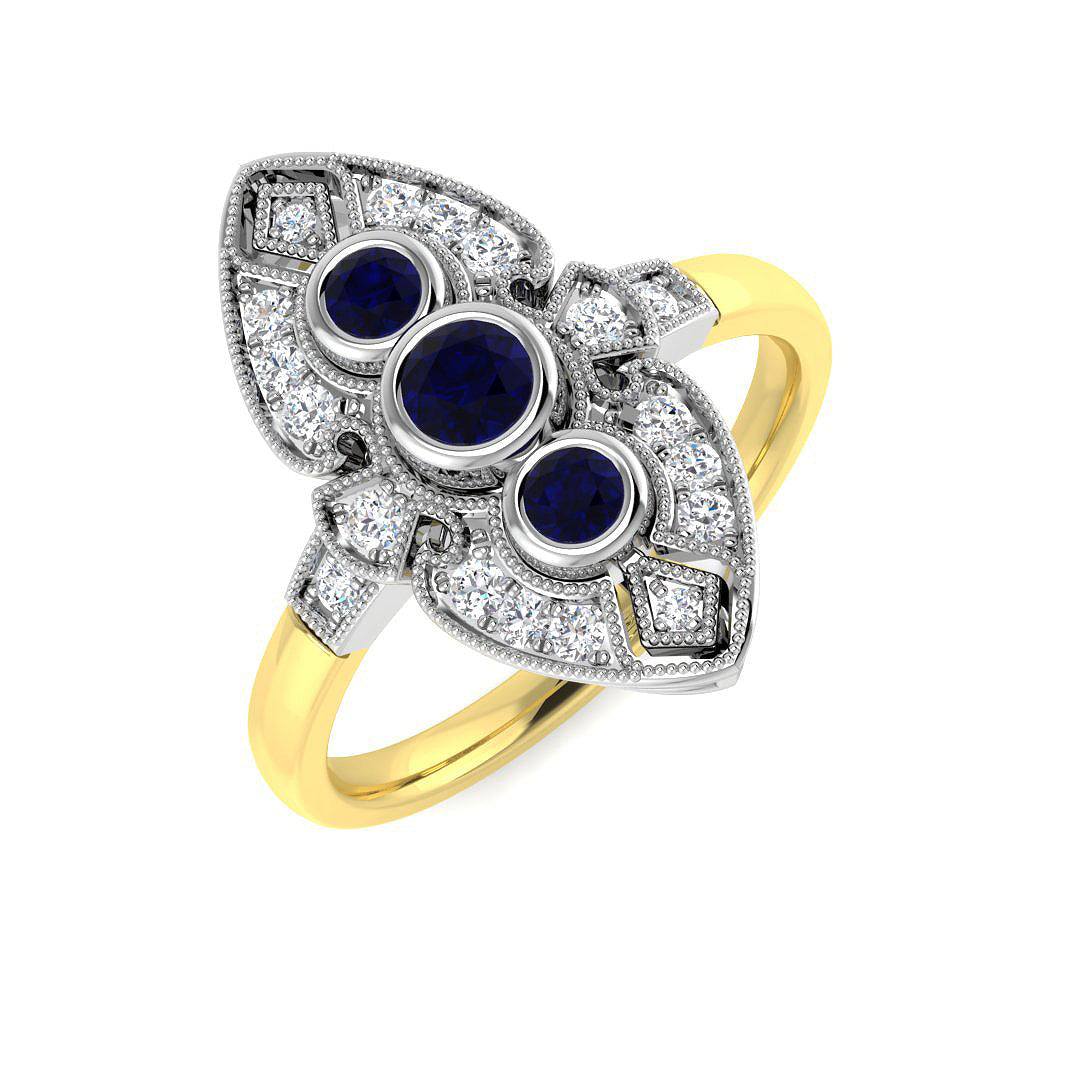 Diamond Besfakt Blue Sapphire Ring | 0.2ct - 0.5ct