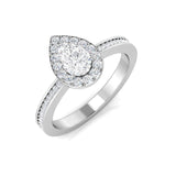 Halo-Ring mit natürlichem Birnen- und Rundschliff-Diamanten