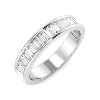0.70-1.90ct Lab-Grown Baguette Cut D/VVS Diamond Channel Set Half Eternity Ring.