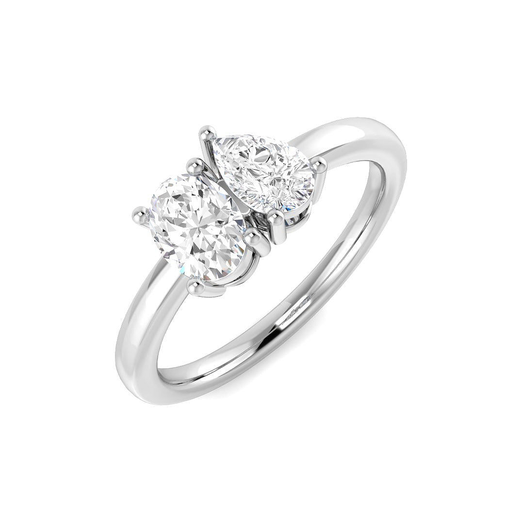 0.90Carat D-E/VS Lab Grown Diamond 2 Stone Wedding Ring 9k White Gold Ready To Ship