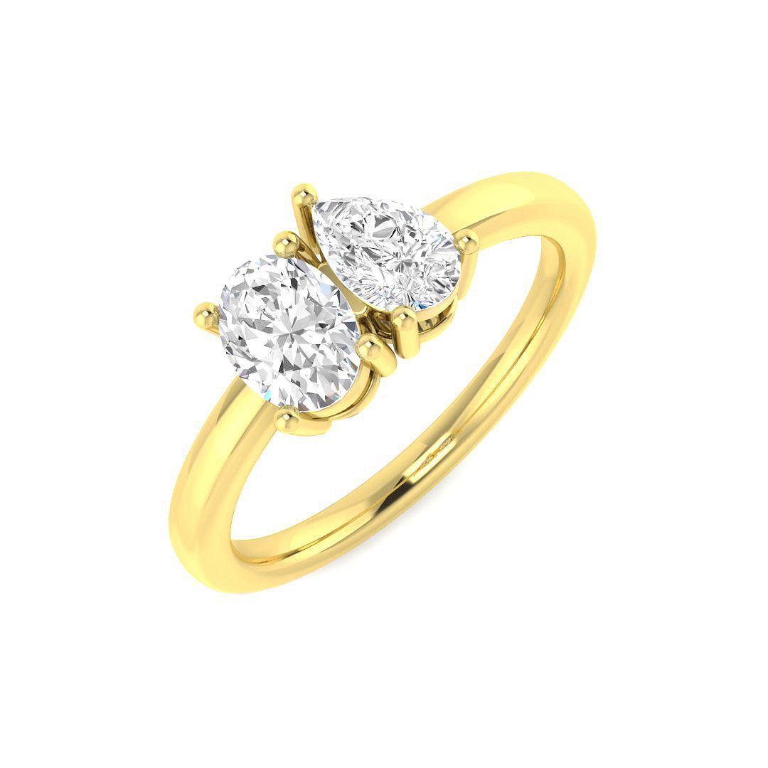 0.90Carat DE/VS Lab Grown Diamond 2 Stone Ring 9k Yellow Gold Ready To Ship