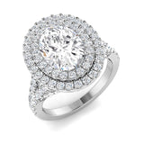 Lab Grown Round & Oval Cut Diamond Halo Engagement Ring