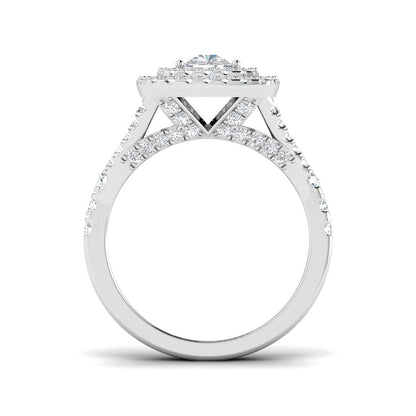 Lab Grown Cushion & Round Cut Diamond Halo Engagement Ring