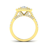 Lab Grown Cushion & Round Cut Diamond Halo Engagement Ring