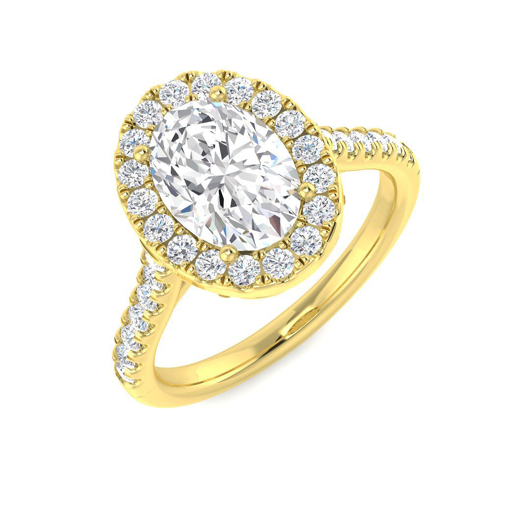 Lab Grown Round & Oval Cut Diamond Pave Set Engagement Ring