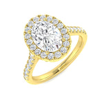 Lab Grown Round & Oval Cut Diamond Pave Set Engagement Ring