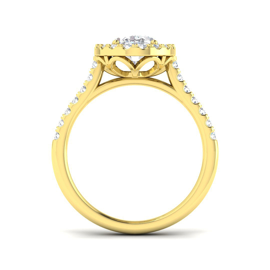 Lab Grown Round & Oval Cut Diamond Pave Set Engagement Ring