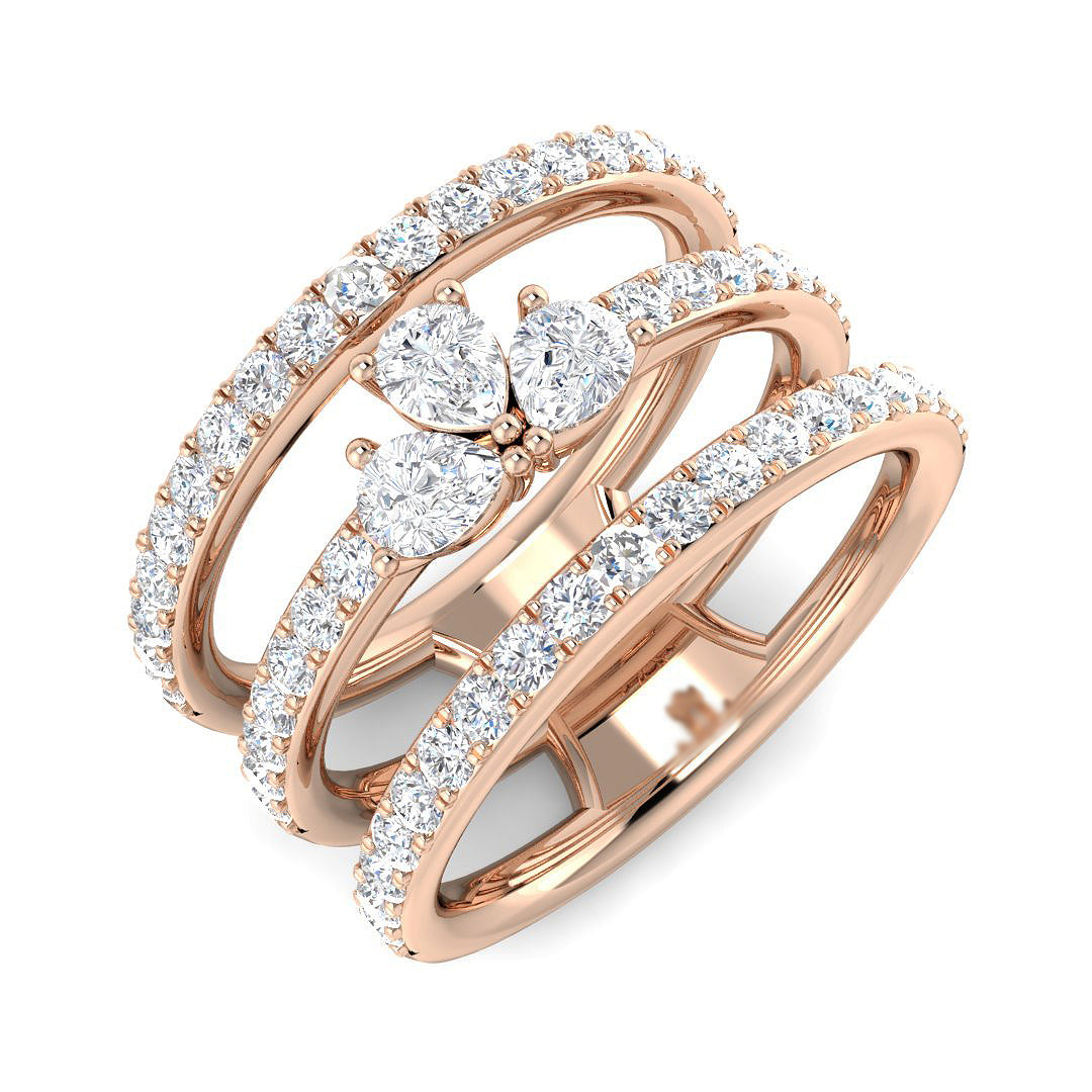 Fancy Pear Cut Diamond Ring | Side Round Diamonds | Lab & Natural