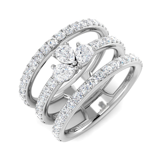Fancy Pear Cut Diamond Ring | Side Round Diamonds | Lab & Natural