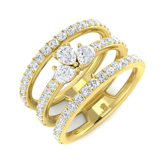 Fancy Pear Cut Diamond Ring | Side Round Diamonds | Lab & Natural