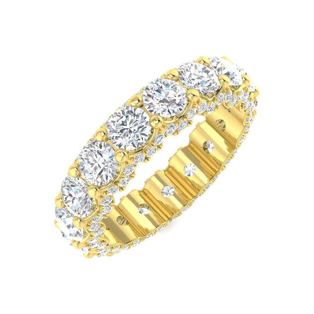 6.00 Carat D/VVS Lab-Grown Round Cut Diamond U-Prong Set Full Eternity Ring.