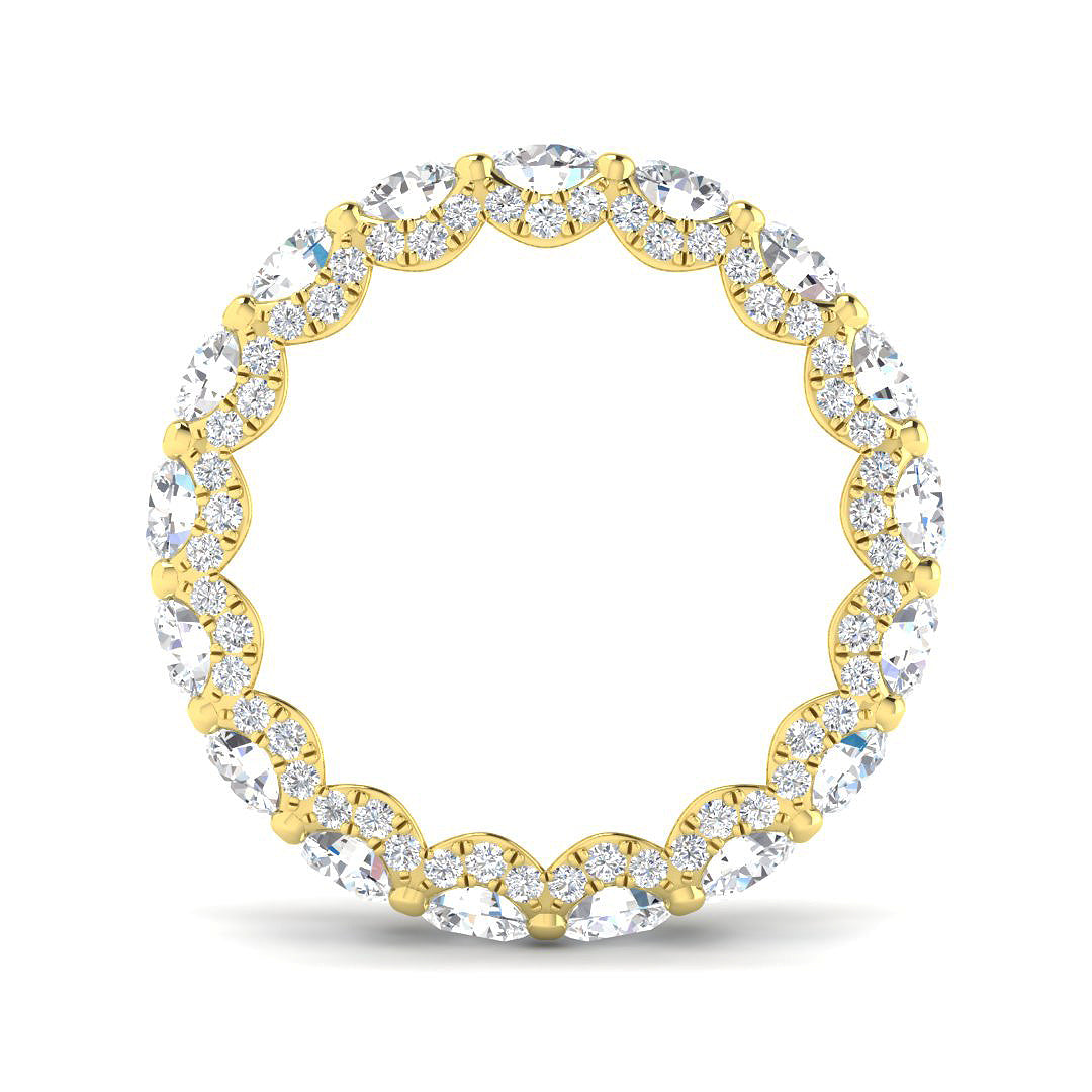 6.00 Carat D/VVS Lab-Grown Round Cut Diamond U-Prong Set Full Eternity Ring.