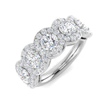 Natural Round Cut Diamond Five Stone Halo Ring