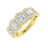 Natural Round Cut Diamond Five Stone Halo Ring