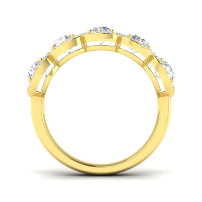Natural Round Cut Diamond Five Stone Halo Ring