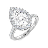 Natural Pear & Round Cut Diamond Pav Set Halo Ring