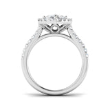 Natural Pear & Round Cut Diamond Pav Set Halo Ring