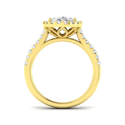 Natural Pear & Round Cut Diamond Pav Set Halo Ring