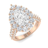 Lab Grown Pear & Round Cut Diamond Engagement Ring