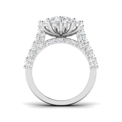 Lab Grown Pear & Round Cut Diamond Engagement Ring