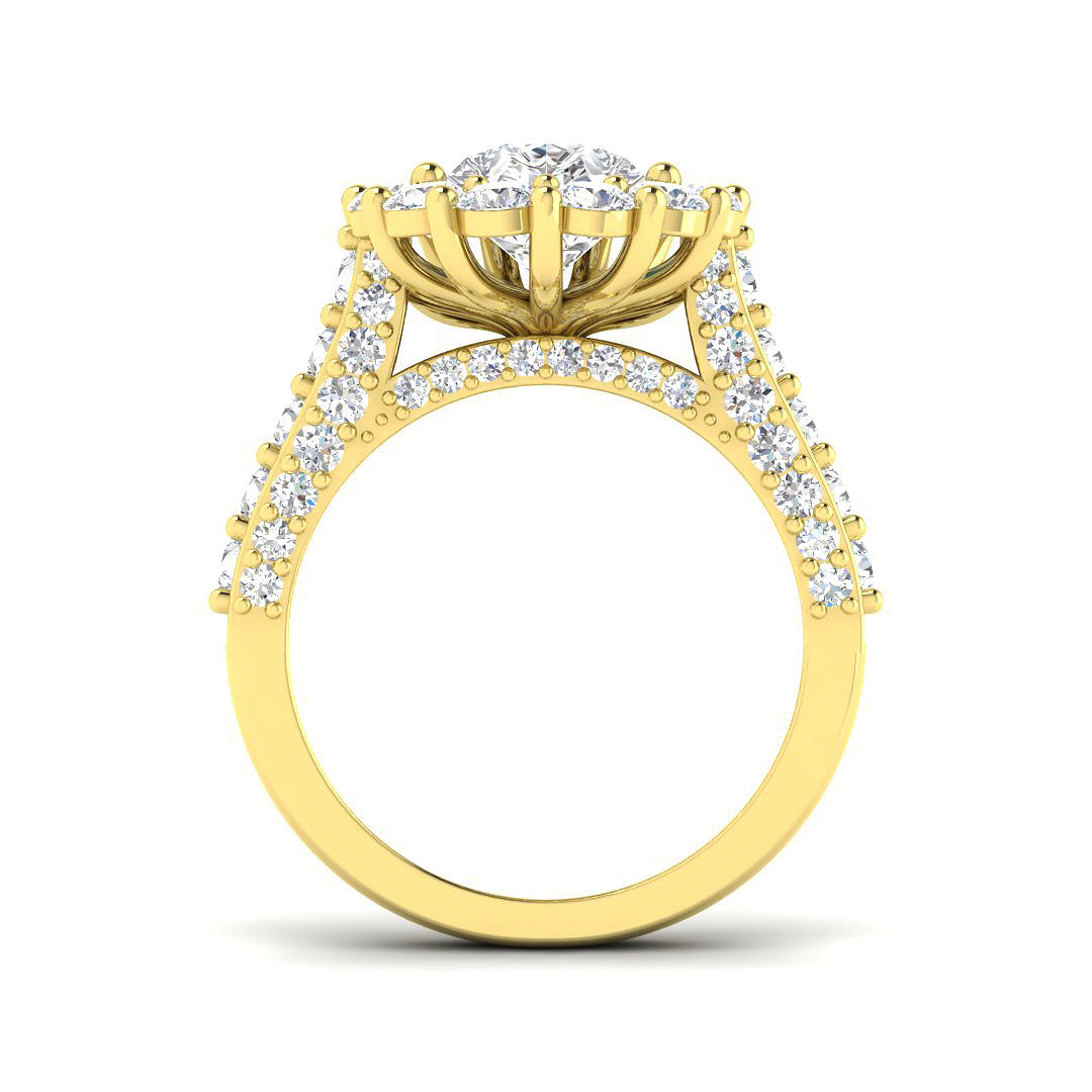 Lab Grown Pear & Round Cut Diamond Engagement Ring
