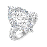 Lab Grown Round & Marquise Cut Diamond Pave Set Engagement Ring